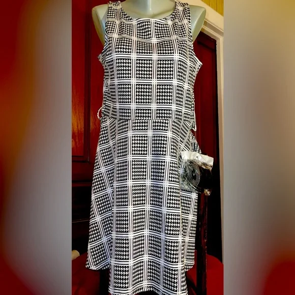 Connection 18 Dresses | Connection 18 Houndstooth A-Line Dress. Size Xl Nwt. | Color: Black/White | Size: Xl | Interrupter13's Closet